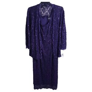 Alex Evenings 24W Purple Matching 2 Piece Set Dress & Jacket NWT